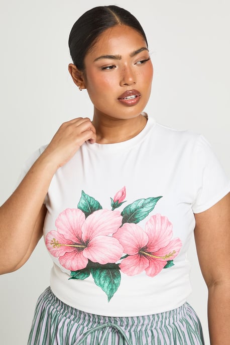 Plus Floral Print Baby Tee - Image 4