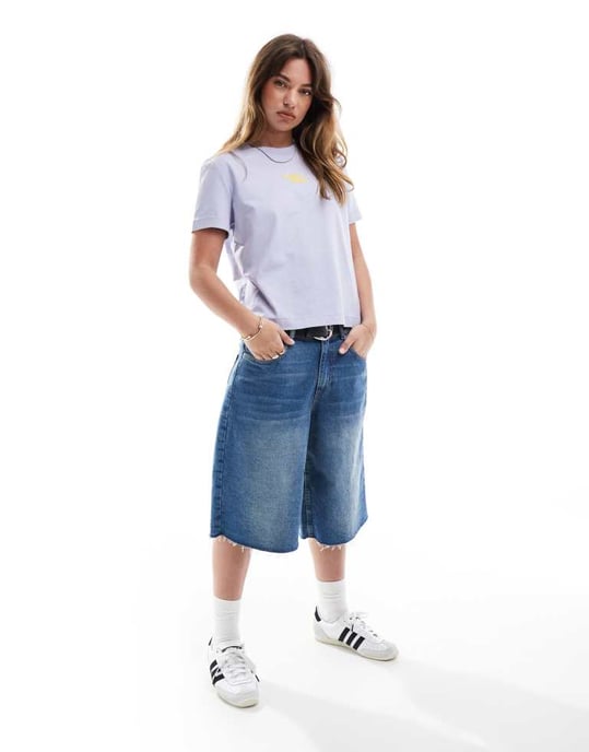Calvin Klein Jeans central script logo t-shirt in lavender - Image 2