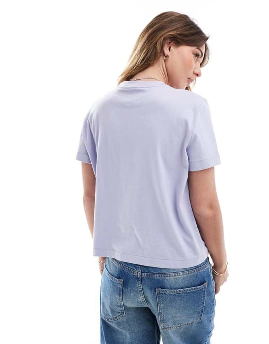 Calvin Klein Jeans central script logo t-shirt in lavender - Image 4