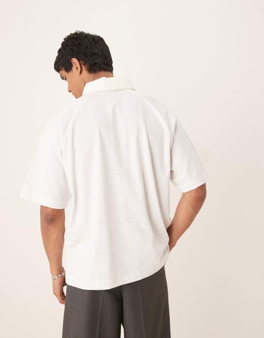 ASOS DESIGN oversized polo i havremelerad - Image 3