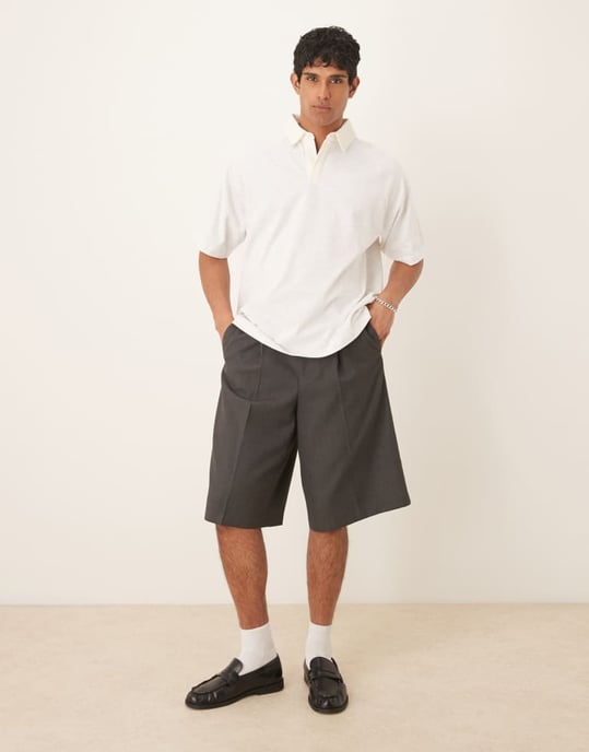 ASOS DESIGN oversized polo i havremelerad - Image 4