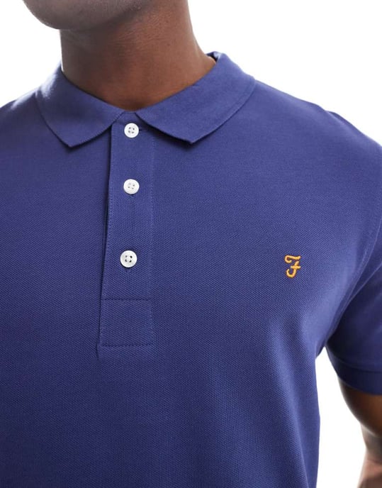 Farah blanes kortärmad polo i medelblå - Image 3