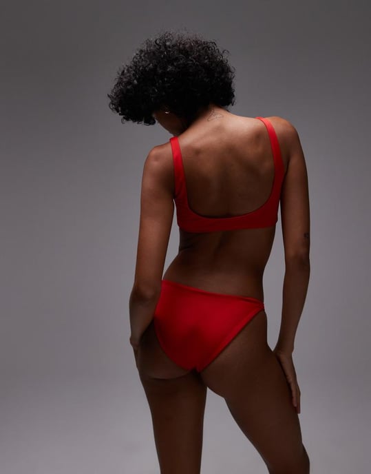 ARKET mix & match bikinitopp med fyrkantig halsringning i röd - Image 3