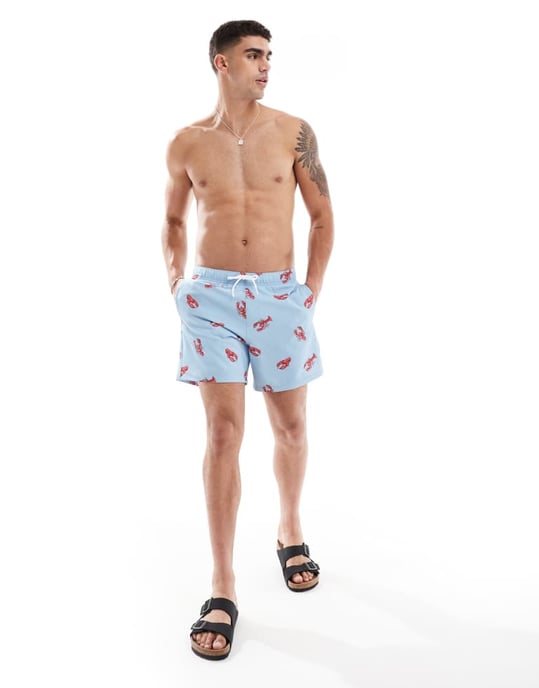 Hollister badshorts i tryck av röd hummer - Image 2
