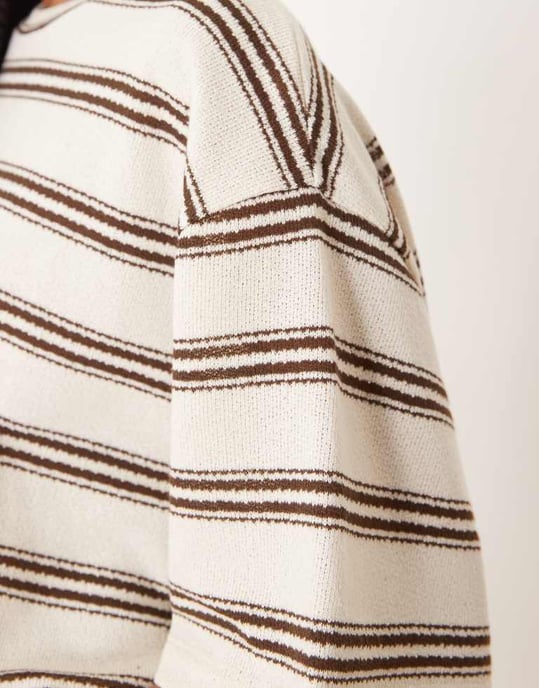 ASOS DESIGN oversized t-shirt co-ord in choc stripe - Image 4
