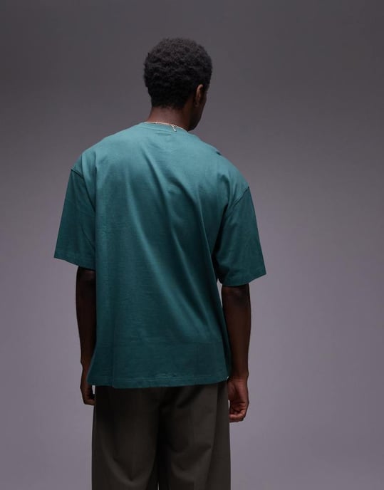Topman extreme oversized fit t-shirt in dark green - Image 3