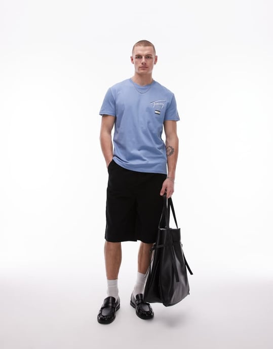 Tommy Jeans regular signature back print t-shirt in blue - Image 3