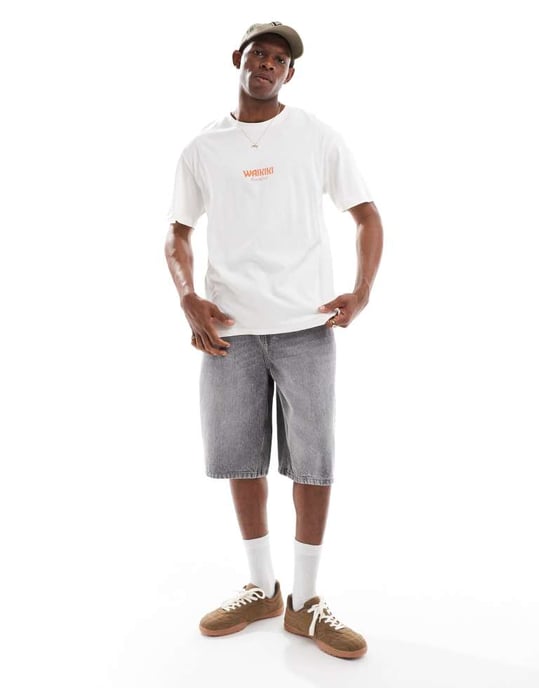 Jack & Jones oversize t-shirt with waikiki backprint in white - Image 4