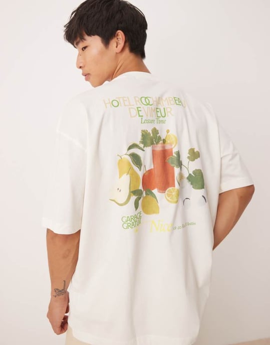 ASOS DESIGN oversized t-shirt with high summer graphic in off white - Image 1