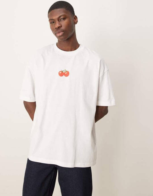 ASOS DESIGN oversized t-shirt with cartoon graphic in white - Image 2