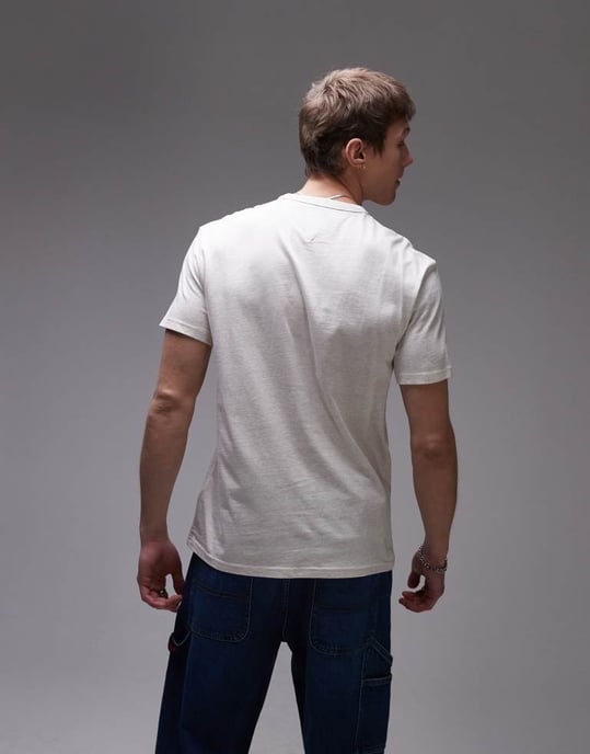 Tommy Jeans colourful crest logo t-shirt in oat marl - Image 4