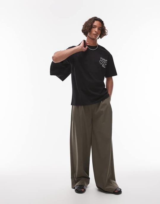 Topman relaxed fit t-shirt with front and back Le Marais raised print in black - Image 4
