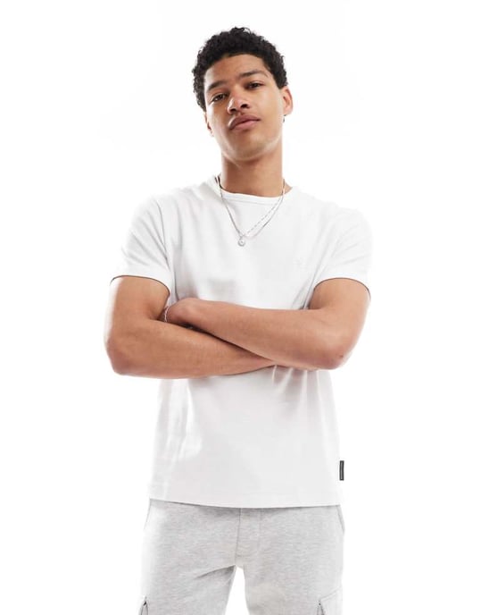 French Connection micro ottoman t-shirt in white - Image 1