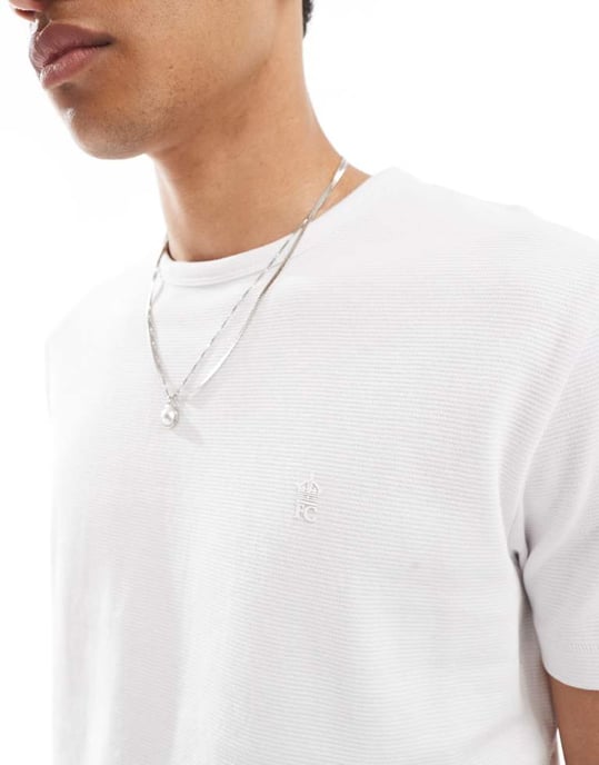 French Connection micro ottoman t-shirt in white - Image 3