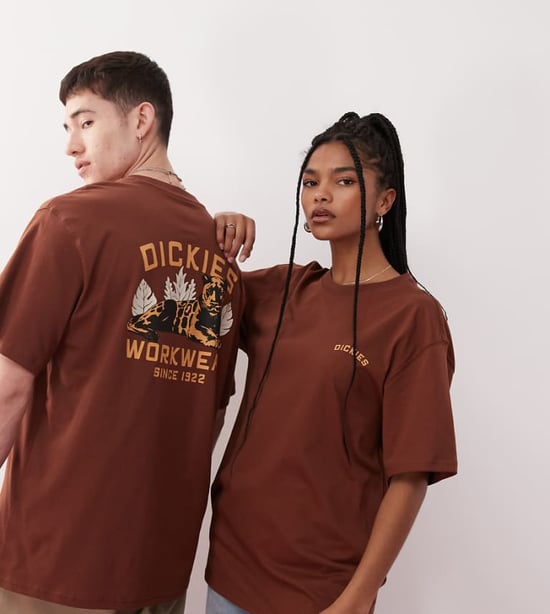 Dickies panther graphic back print t-shirt in cappuccino brown- exclusive to ASOS - Image 1