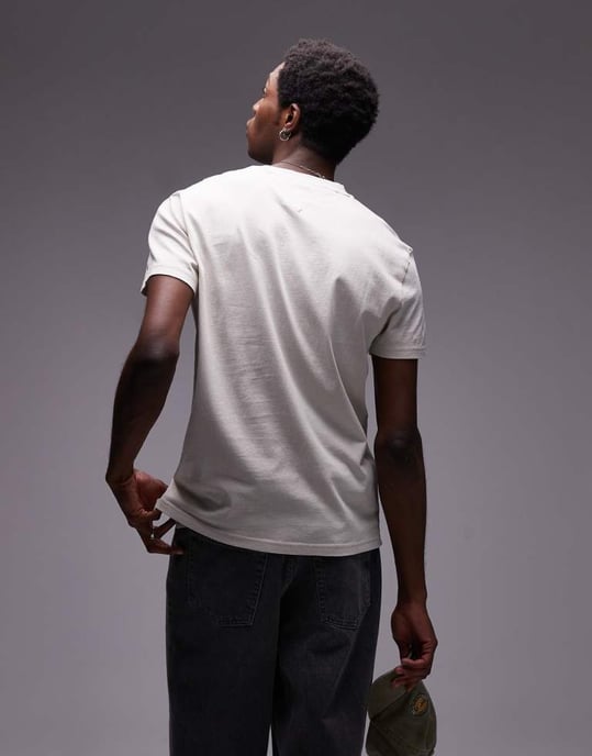 Tommy Jeans paisley varsity logo t-shirt in off white - Image 4