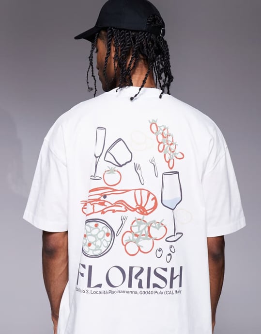 ASOS DESIGN oversized t-shirt with food graphic in white - Image 1