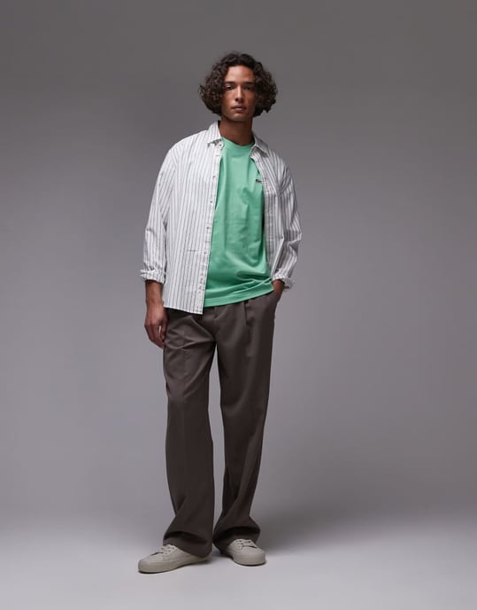 Lacoste midweight boxy fit t-shirt in light green - Image 2