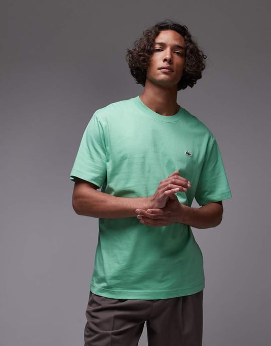 Lacoste midweight boxy fit t-shirt in light green - Image 3