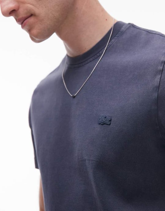 Lacoste t-shirt in blue overdye - Image 2