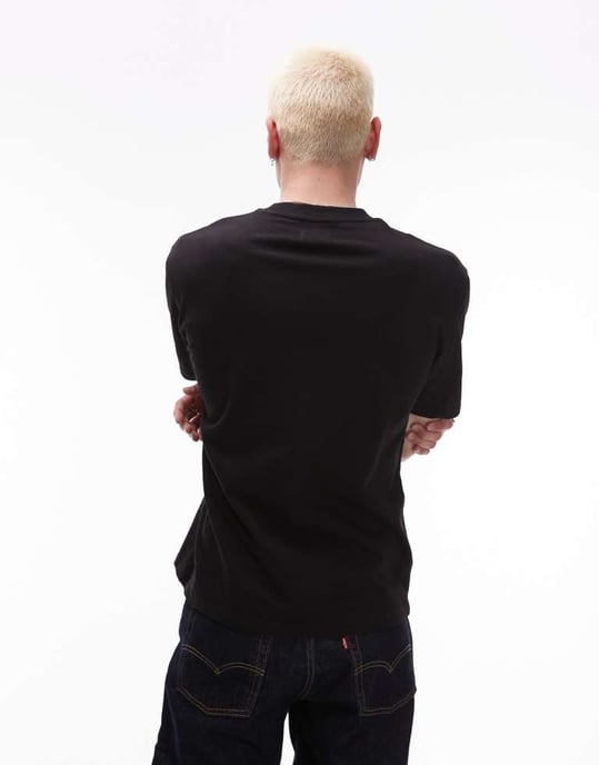 Topman heavyweight relaxed fit t-shirt with letter chenille embroidery in black - BLACK - Image 2