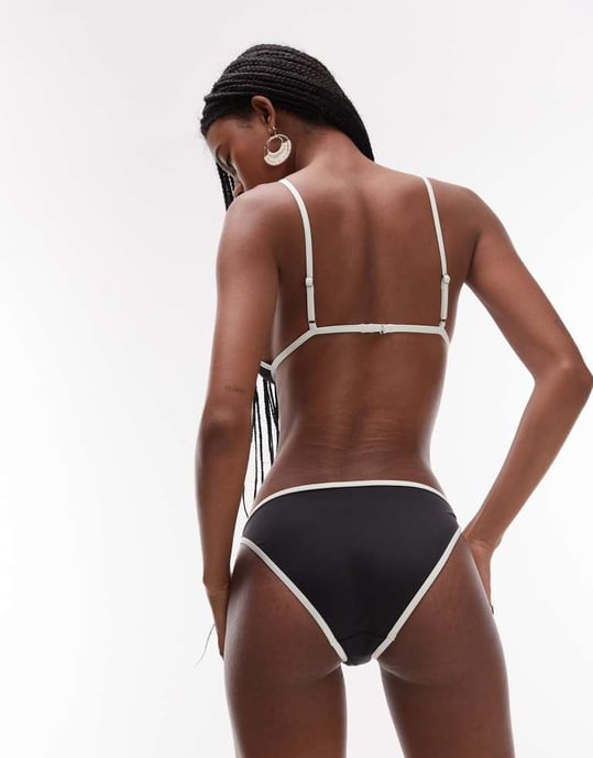 ARKET mix & match bikiniunderdel i svart med kantband i krämfärgad kontrast - Image 4