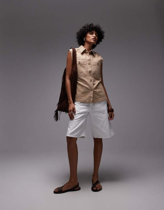 ARKET ren bomull oversized bältesarbetsoverall i beige - Image 2