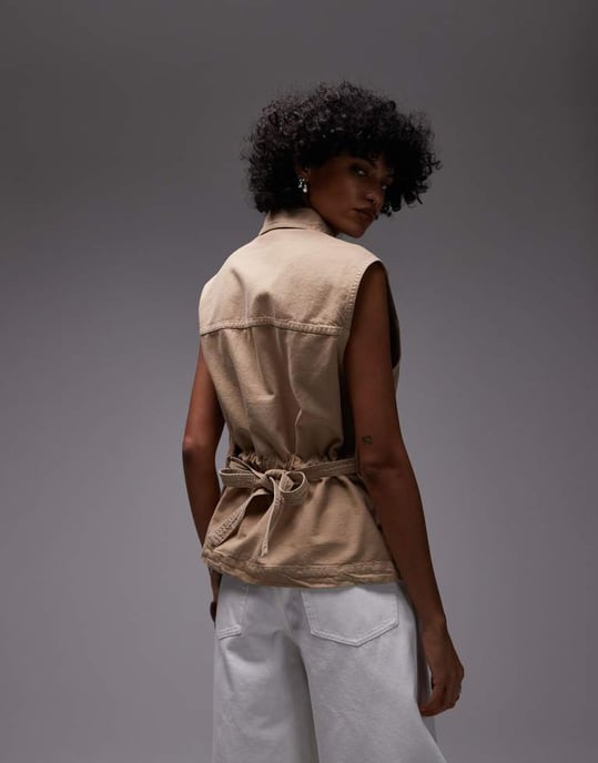ARKET ren bomull oversized bältesarbetsoverall i beige - Image 3