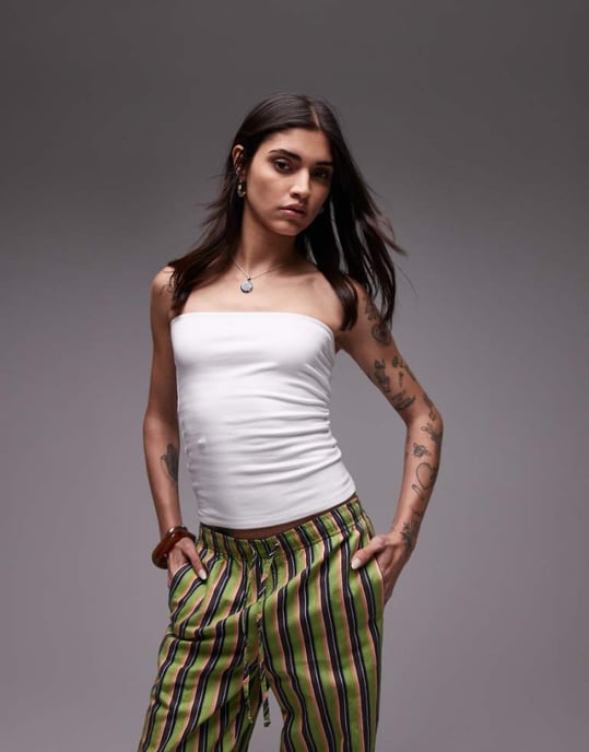 Topshop långklänning bandeau i vitt - Image 1