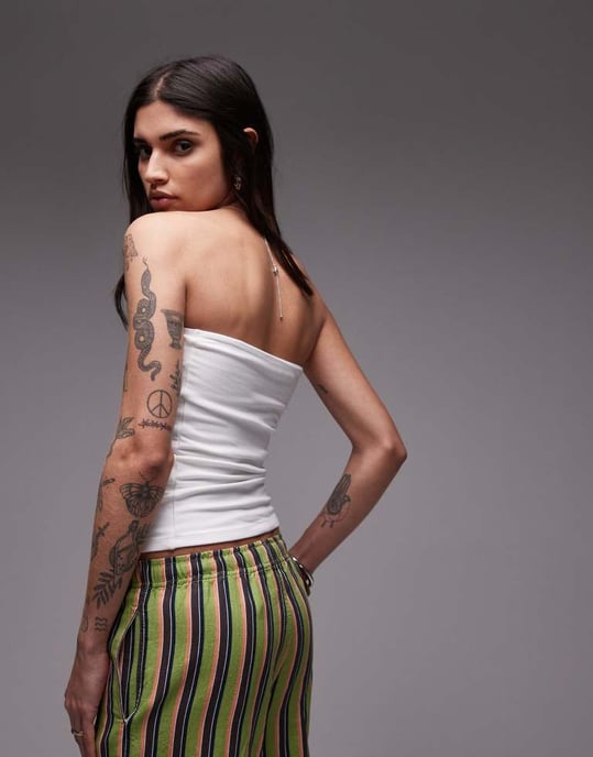 Topshop långklänning bandeau i vitt - Image 2