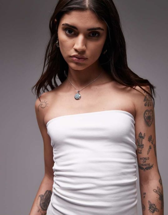 Topshop långklänning bandeau i vitt - Image 3