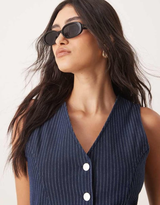 ASOS DESIGN denimmönstrad knappad jersey-väst - Image 2