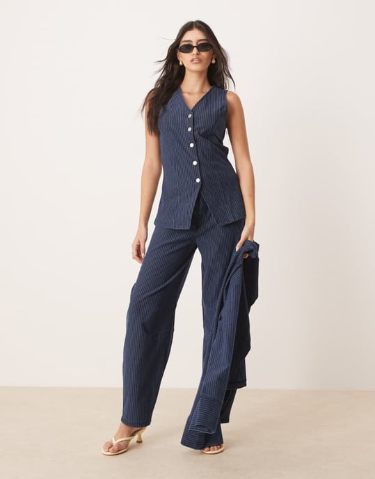 ASOS DESIGN denimmönstrad knappad jersey-väst - Image 3