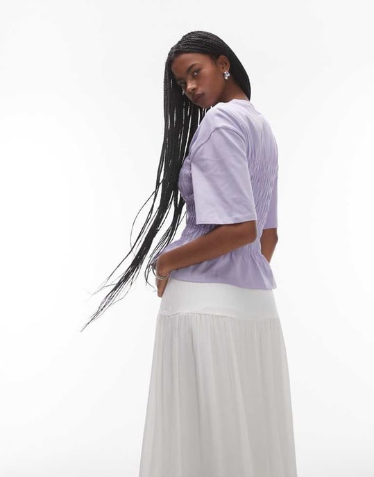 & Other Stories topp med ruched korsett-detalj i lila - Image 3