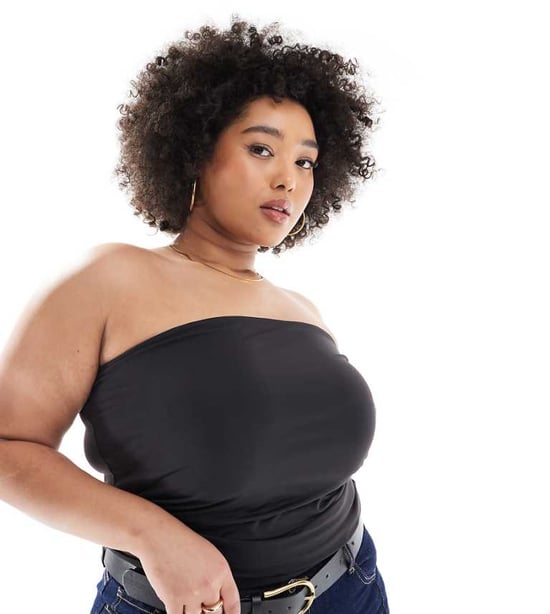 ONLY Curve bandeau topp i svart - Image 1
