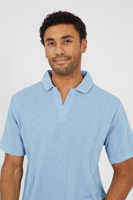 Wavy Stripe Revere Collar Short Sleeve Shirt - Image 4