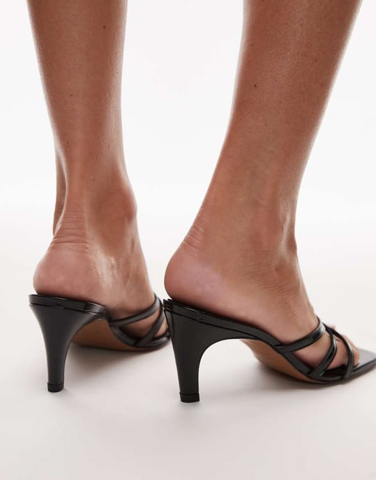 Topshop Premium Ida strappy klackläder sandal i svart - Image 4