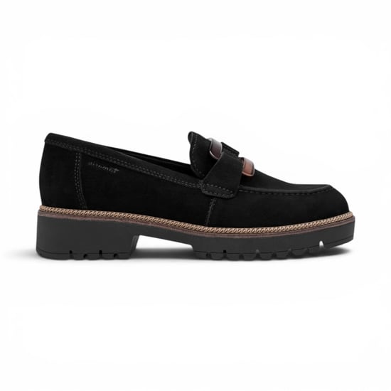 Tamaris dames zwarte suède leren loafer casual schoenen - 24722-43 - Image 1