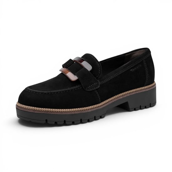 Tamaris dames zwarte suède leren loafer casual schoenen - 24722-43 - Image 4