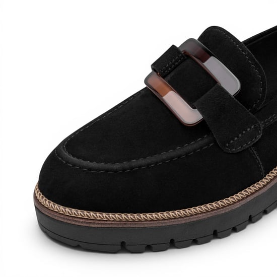 Tamaris dames zwarte suède leren loafer casual schoenen - 24722-43 - Image 5