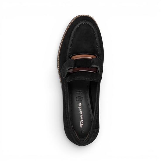 Tamaris dames zwarte suède leren loafer casual schoenen - 24722-43 - Image 6