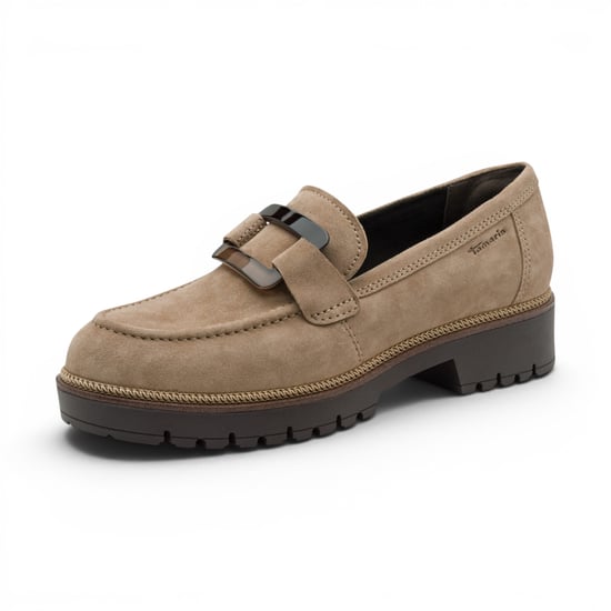 Tamaris Women's Beige Suede Leather Loafer Casual Shoes - 24722-43 - Image 4