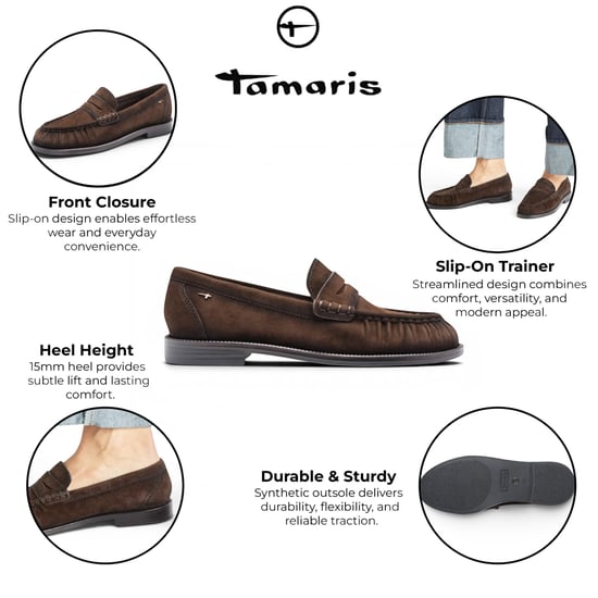 Tamaris Women's Brown Leather Loafer Casual Shoes - 24251-47 - Image 2