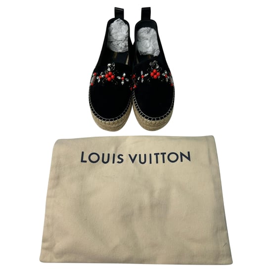 Louis Vuitton Front Pier Crystal Embellished Espadrilles in Black Suede - Image 4