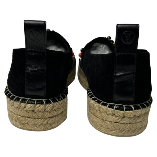 Louis Vuitton Front Pier Crystal Embellished Espadrilles in Black Suede - Image 5