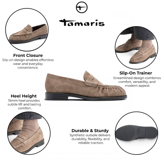 Tamaris Women's Beige Leather Loafer Casual Shoes - 24251-47 - Image 2