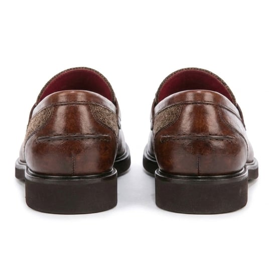 Justin Reess herenbeige leren visgraat-tweed loaferschoenen - Tristian - Image 4
