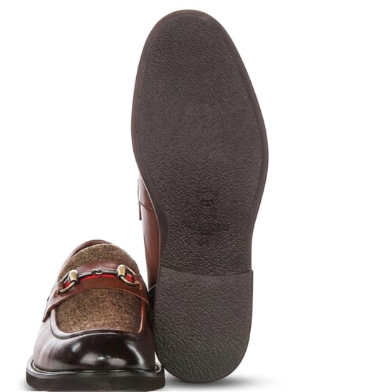 Justin Reess herenbeige leren visgraat-tweed loaferschoenen - Tristian - Image 5