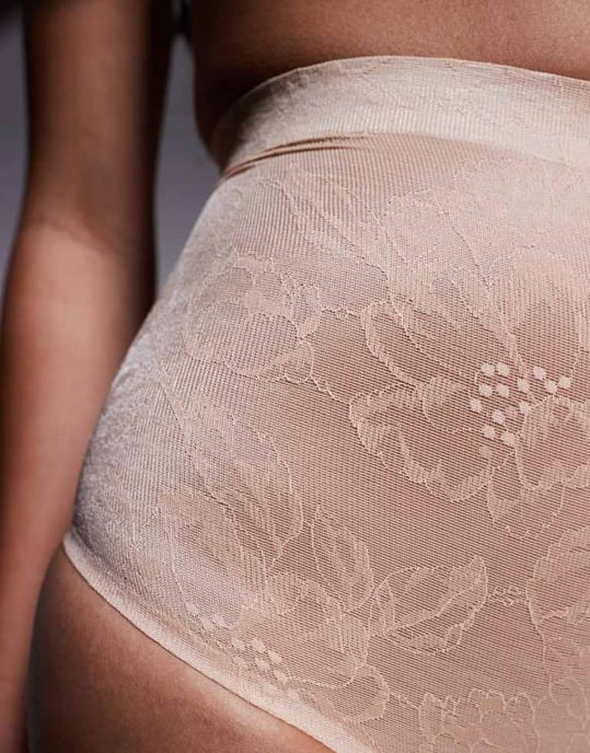 Bye Bra Lacy invisibe lace high waist shaping thong in beige - Image 4