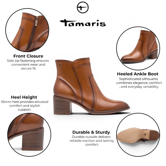 Tamaris damkängor i brun beige läderklack - 25313-47 - Image 2